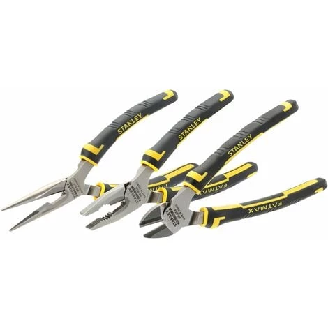 Coffret De 3 Pinces MaxSteel - Universelle 165 Mm - Coupante Diagonale 165 Mm - Bec Long Droit 155 Mm - STANLEY, 4-84-488 3 Coffret De 3 Pinces MaxSteel - Universelle 165 Mm - Coupante Diagonale 165 Mm - Bec Long Droit 155 Mm - STANLEY, 4-84-488
