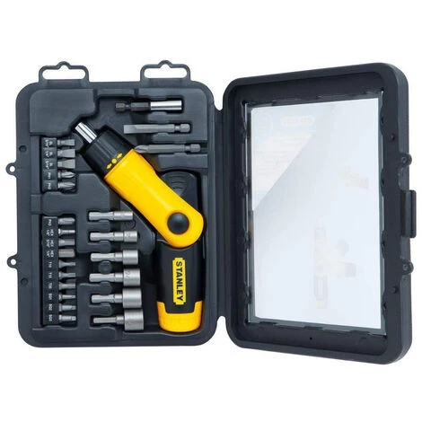 STANLEY - Tournevis Porte-embouts Pistolet Articulé à Cliquet - 0-63-022 - Coffret De 24 Embouts 6 STANLEY - Tournevis Porte-embouts Pistolet Articulé à Cliquet - 0-63-022 - Coffret De 24 Embouts – Image 4
