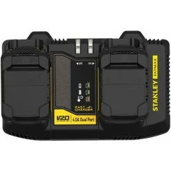 Double Chargeur Lithium-Ion 18V 4h En Simultané, Gamme Fatmax V20 - STANLEY Fatmax SFMCB24-QW
