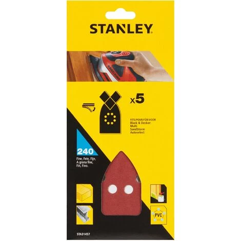 Stanley 5 Abrasifs Corindons Pointus Qualité Supérieure Auto-agrippants Grain 240 STA31457-XJ 3 Stanley 5 Abrasifs Corindons Pointus Qualité Supérieure Auto-agrippants Grain 240 STA31457-XJ