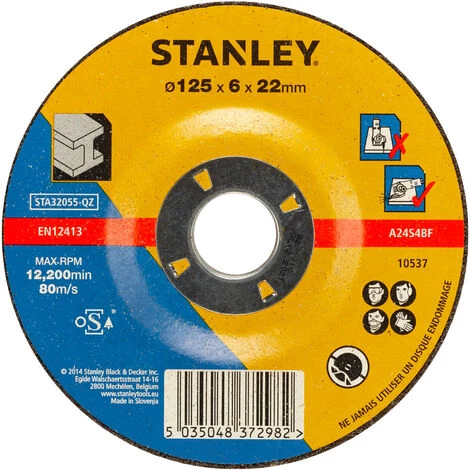 Stanley Disque Aggloméré à ébarber Le Métal 125x22x6 STA32055-QZ 3 Stanley Disque Aggloméré à ébarber Le Métal 125x22x6 STA32055-QZ