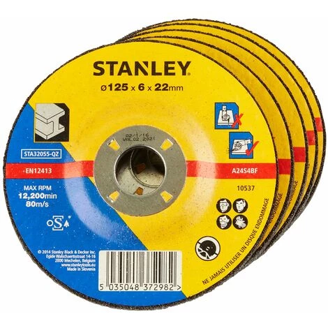 Stanley Disque Aggloméré à ébarber Le Métal 125x22x6 STA32055-QZ 4 Stanley Disque Aggloméré à ébarber Le Métal 125x22x6 STA32055-QZ – Image 2