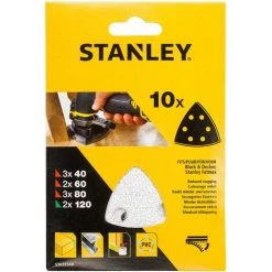 Stanley 10 Abrasifs Corindons Delta Qualité Supérieure Grains 3x40, 2x60, 3x80, 120 STA32348-XJ